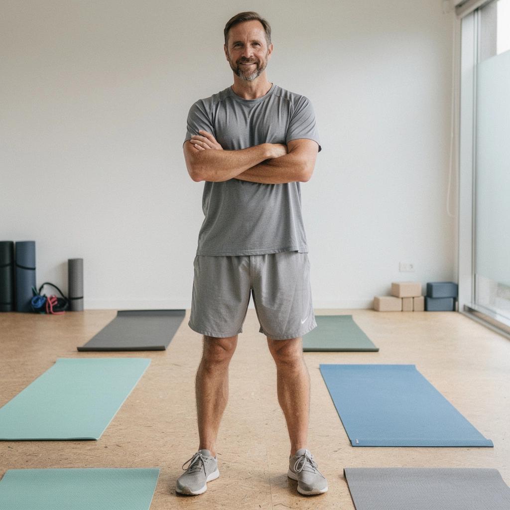 Una vista panorámica de un grupo diverso de personas realizando yoga en la playa.