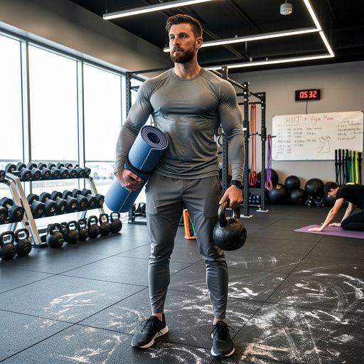 Un reloj marcando el tiempo de intervalos durante una clase de yoga HIIT.